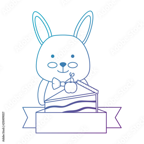 cute rabbit with sweet cake portion character icon vector illustration design © Gstudio