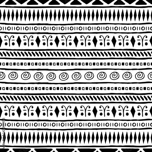 Hand drawn seamless tribal pattern. Abstract ethnic seamless pattern.