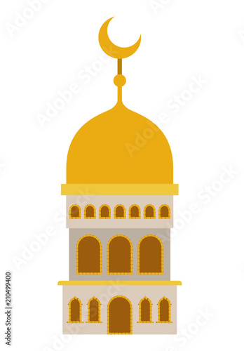 arabic castle tower with moon vector illustration design