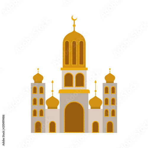 arabic castle tower with moon vector illustration design
