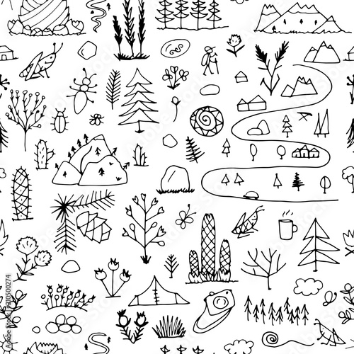 Wild field, nature seamless pattern for your design