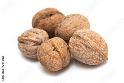 walnut on white background