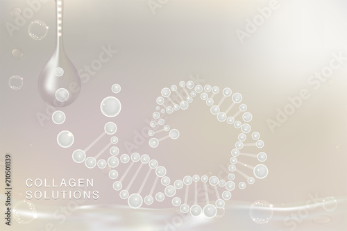 White Collagen Serum drop, cosmetic advertising background ready to use, luxury skin care ad, Illustration vector.