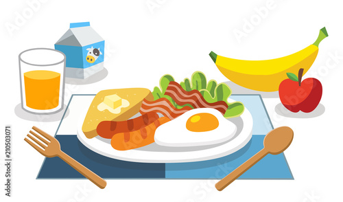 Eating breakfast in the morning. Breakfast is the first meal of a day for life. foods with benefits.