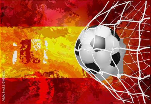 Soccer ball with a grunge flag of Spain.