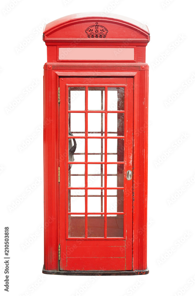 red telephone cabin in London city. isolated on white red telephone cabin in London city. isolated on white