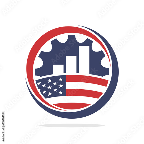 icon illustration conceptualized business management industry, with the spirit of American nationality