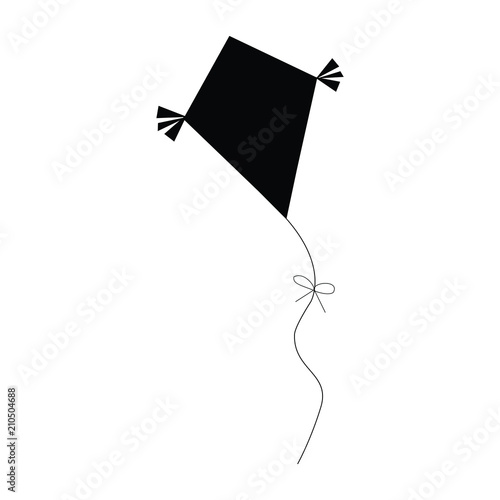 A black and white silhouette of a kite