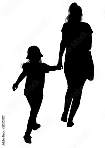 Silhouette of a mother with her daughter