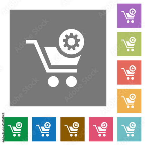Cart settings square flat icons