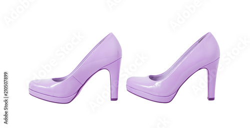 fashion female pink shoes with heels isolated.