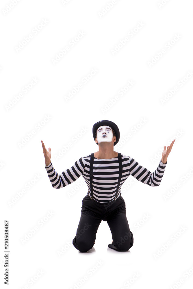 Young mime isolated on white background Young mime isolated on white background