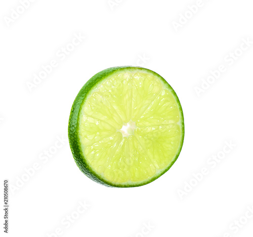 Half lime isolated on white with clipping path