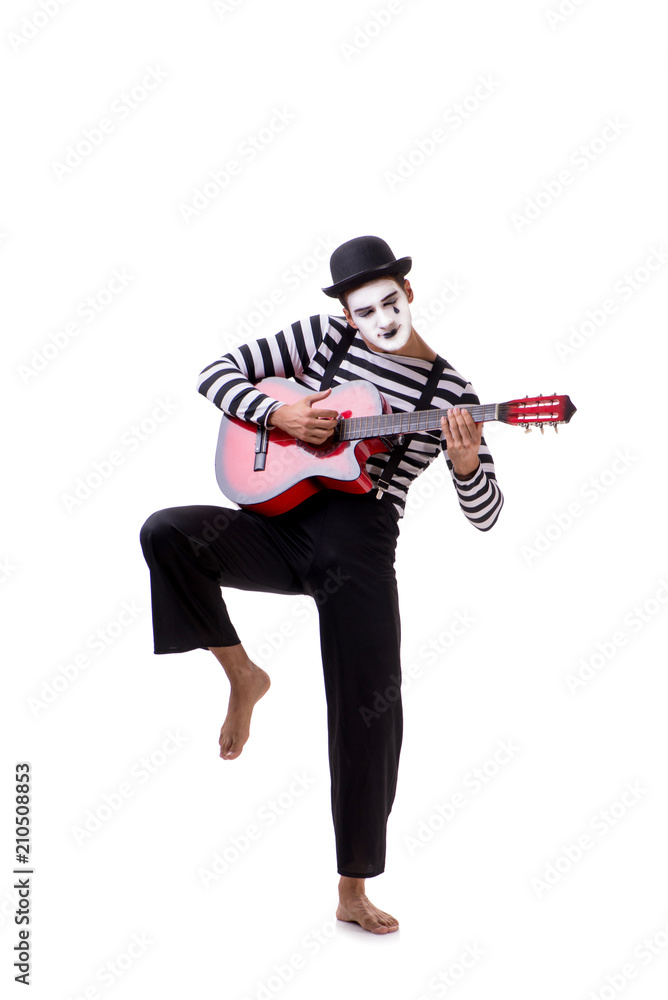 Mime playing guitar isolated on white Mime playing guitar isolated on white