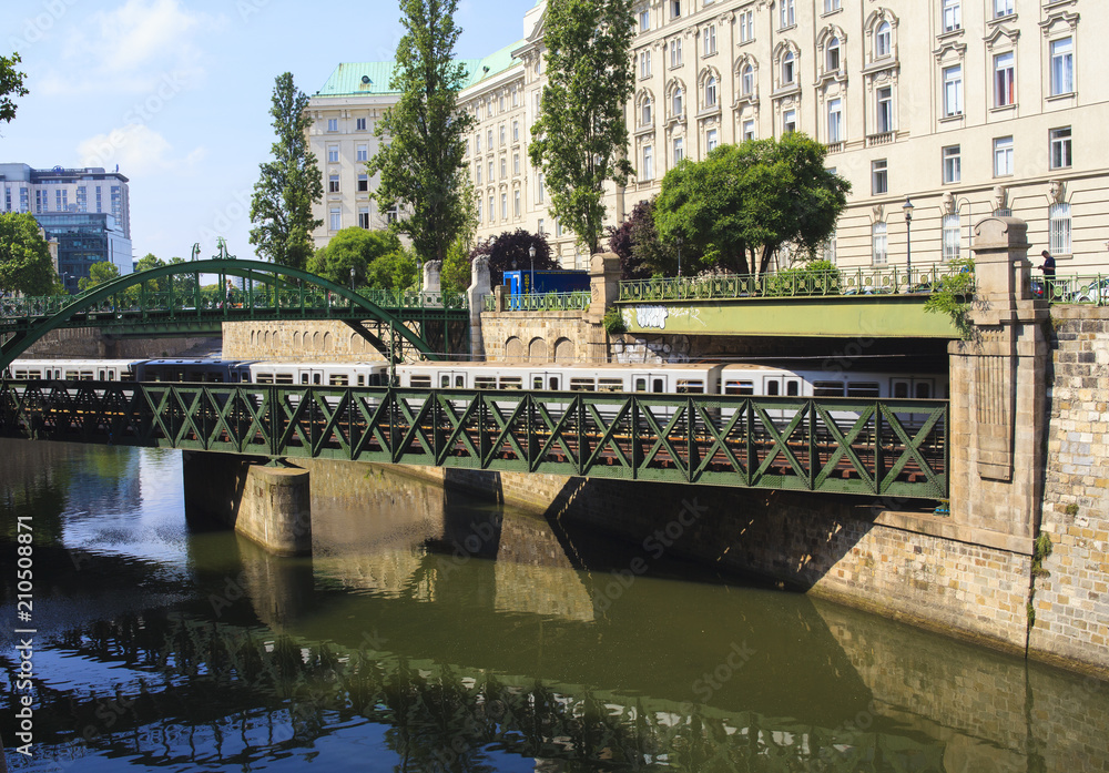 Art Nouveau Bridge over the railway, Vienna, Austria