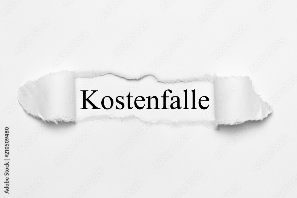 Kostenfalle auf weißen gerissenen Papier Kostenfalle auf weißen gerissenen Papier