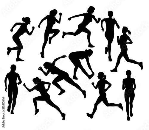 Woman Running Silhouettes, art vector design