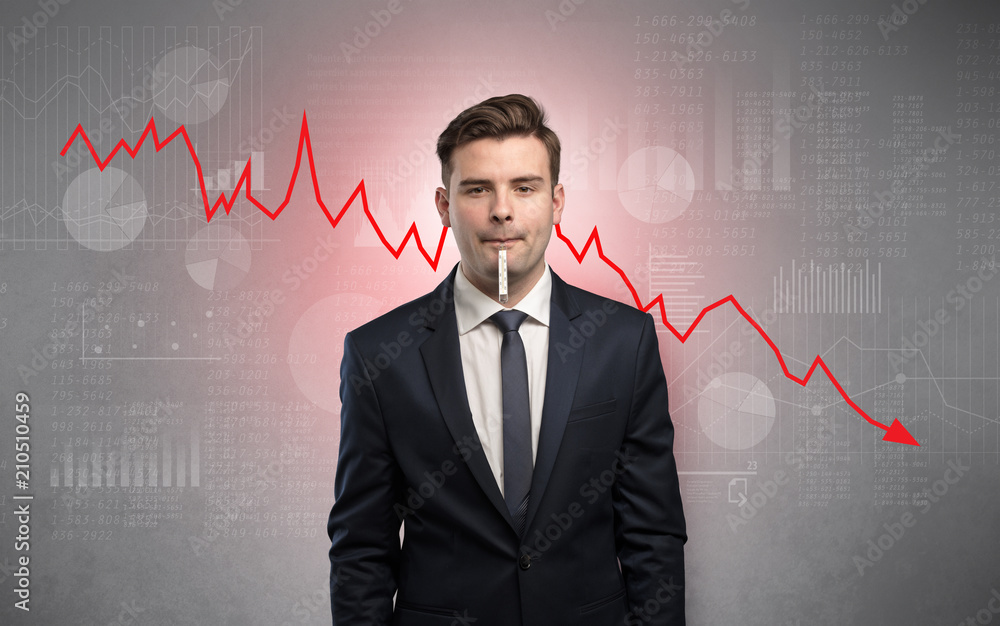Young sick businessman with decreasing performance concept
Young sick businessman with decreasing performance concept