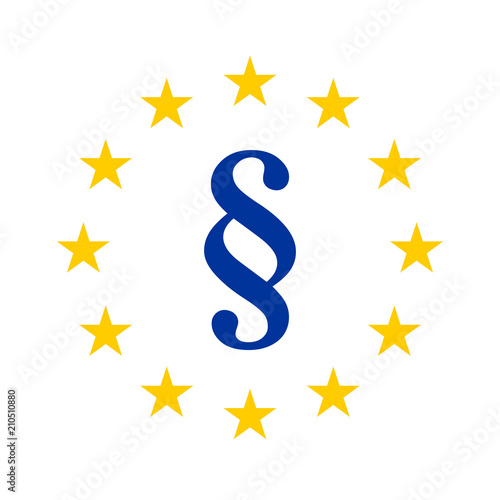 The wreath of stars of EU with paragraph icon isolated on white background. Vector EPS 10