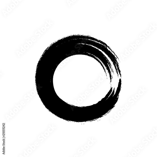 Vector Enso Circle Icon, Roud Shape Brush Stroke, Zen Symbol. photo