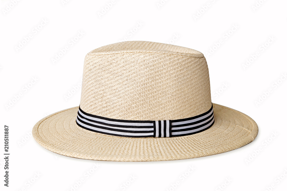 Straw hat on white background