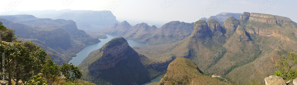 Blyde River Canyon in Mpumalanga, South Africa. The Blyde River Canyon is the third largest canyon worldwide