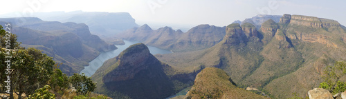 Blyde River Canyon in Mpumalanga, South Africa. The Blyde River Canyon is the third largest canyon worldwide