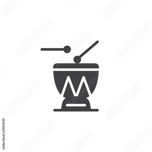 Djembe drums vector icon. filled flat sign for mobile concept and web design. African drums and drumsticks simple solid icon. Percussion symbol, logo illustration. Vector graphics