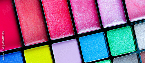 Makeup background. Colorful makeup palette  banner for website