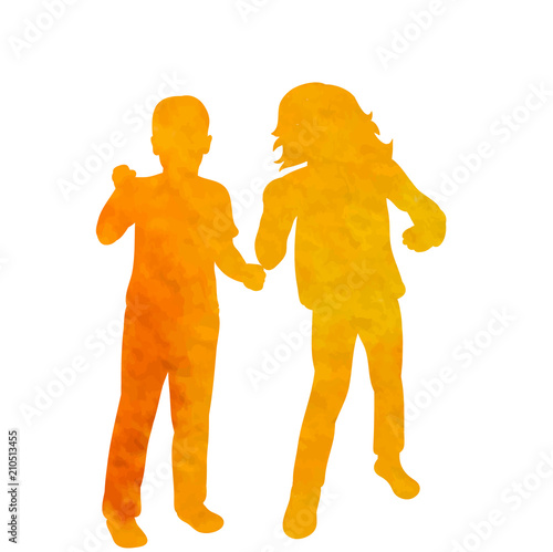  isolated, white background, watercolor silhouette child