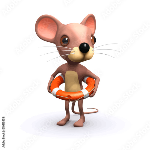 Vector 3d Funny cartoon mouse  lifesaver