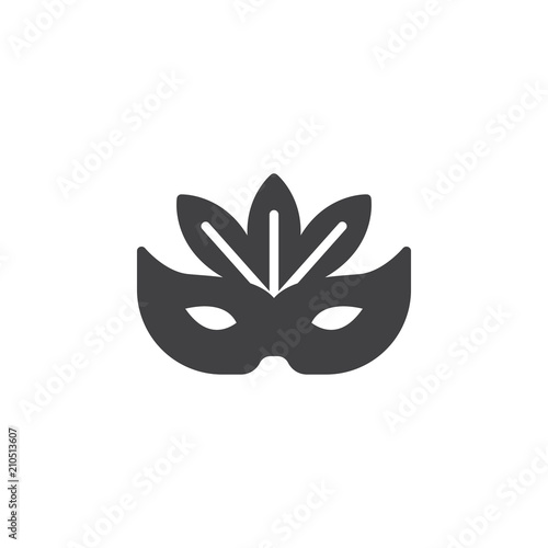 Carnival mask vector icon. filled flat sign for mobile concept and web design. Mask with feathers simple solid icon. Symbol, logo illustration. Pixel perfect vector graphics