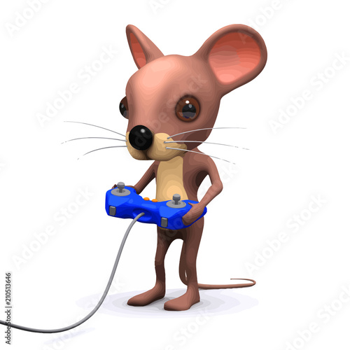 Vector 3d Funny cartoon gamer mouse