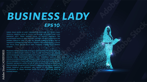 Business woman of the particles. Business woman consists of small circles. Business woman breaks down into molecules.