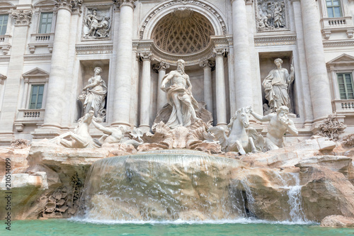 The Trevi Fountain in Rome. Shot from water level