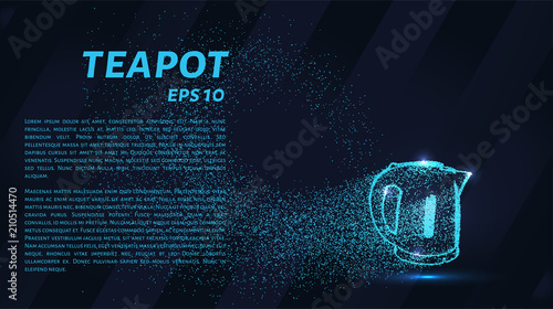 Teapot of particles. The kettle consists of circles and points.