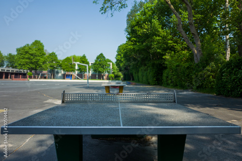 Table Tennis stone table at Altengroden School in Wilhelmshaven, Germany. photo