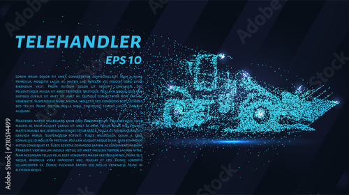 Telehandler of the particles. Telescopic loader consists of circles and points.