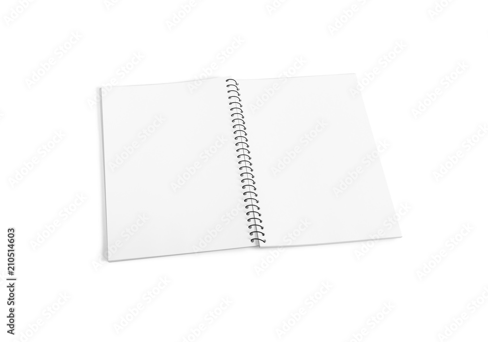 Notebook mockup for your design, image, text or corporate identity details. Vertical blank copybook with metallic silver spiral. Template of organizer or diary isolated on white background. Notebook mockup for your design, image, text or corporate identity details. Vertical blank copybook with metallic silver spiral. Template of organizer or diary isolated on white background.