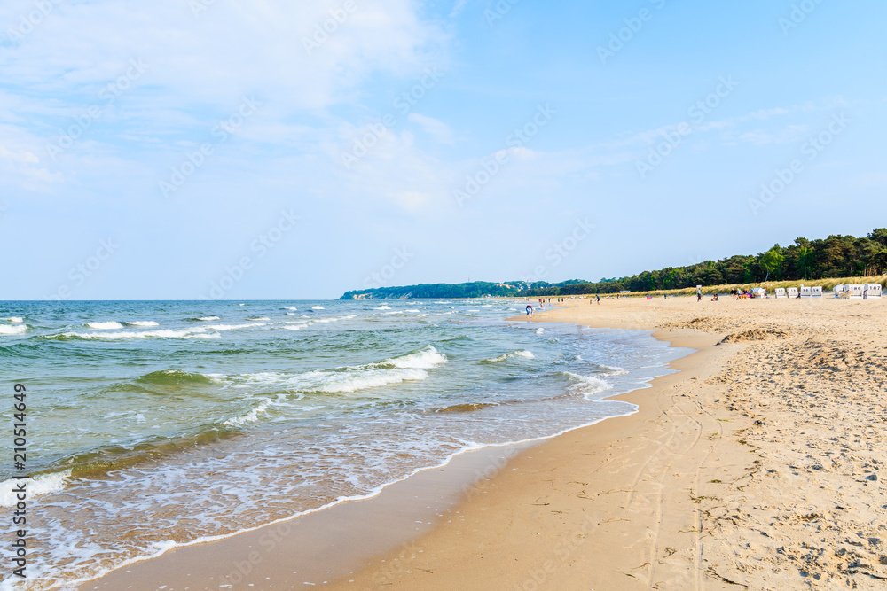 View of beach in Baabe summer resort from sand dune, Ruegen island, Baltic Sea, Germany View of beach in Baabe summer resort from sand dune, Ruegen island, Baltic Sea, Germany