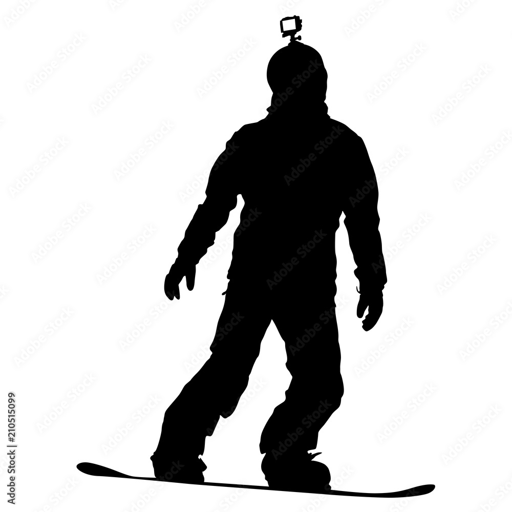 Black silhouettes snowboarders on white background illustration Black silhouettes snowboarders on white background illustration
