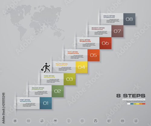 8 Steps staircase Infographic element for presentation. EPS 10.