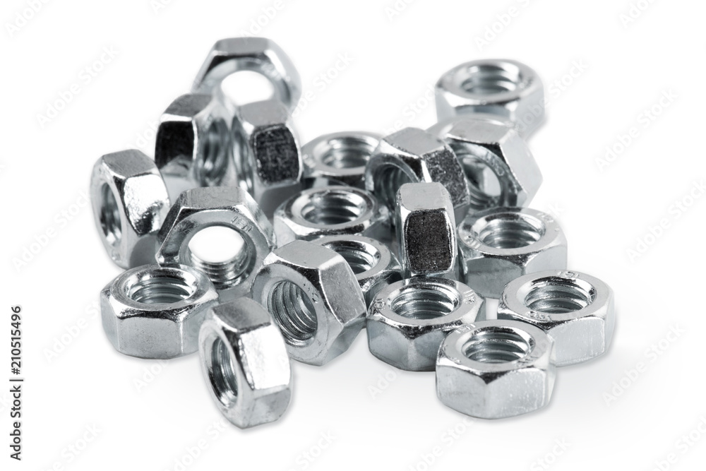 Nuts, screw isolated on the white backgrounds Nuts, screw isolated on the white backgrounds