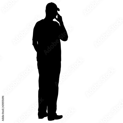 Black silhouette man standing  people on white background