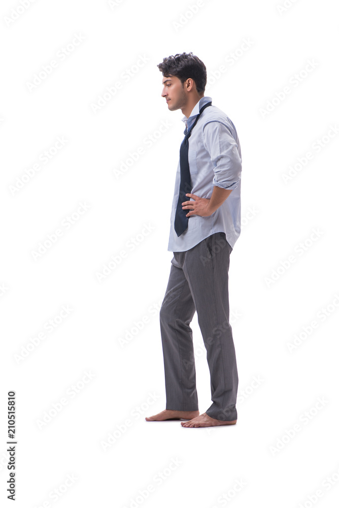 Barefooted businessman isolated on white background Barefooted businessman isolated on white background