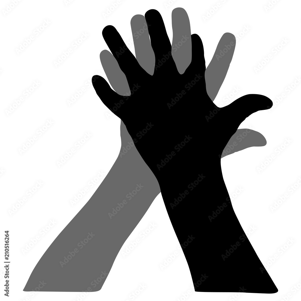 Black silhouette of hands on white background Black silhouette of hands on white background