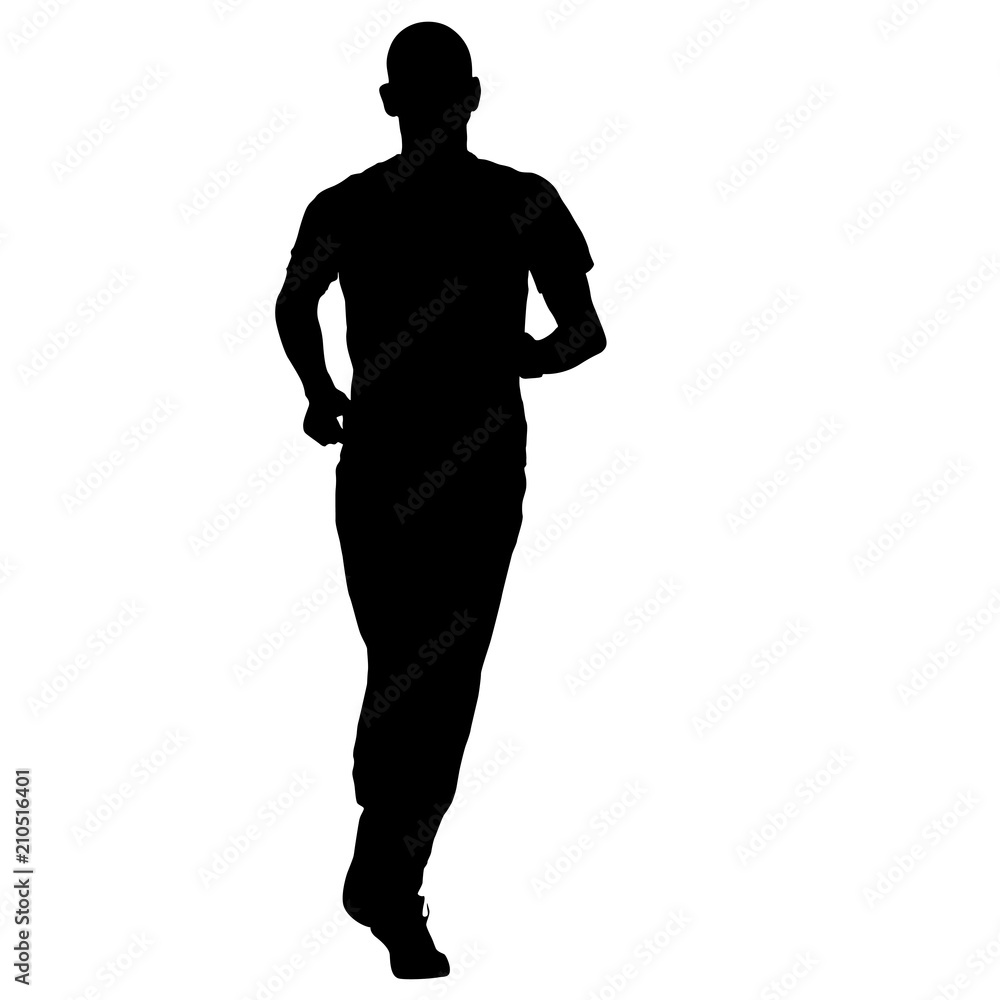 Black Silhouettes Runners sprint men on white background