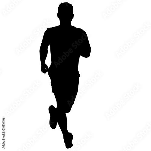 Black Silhouettes Runners sprint men on white background