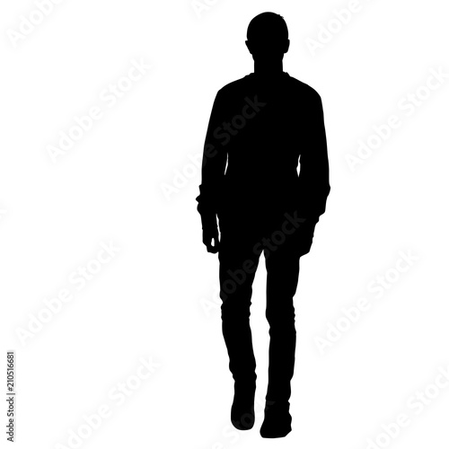 Silhouette of People walking on White Background