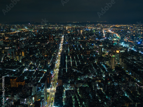 Nightview of Taipei City in Taipei  Taiwan.                            